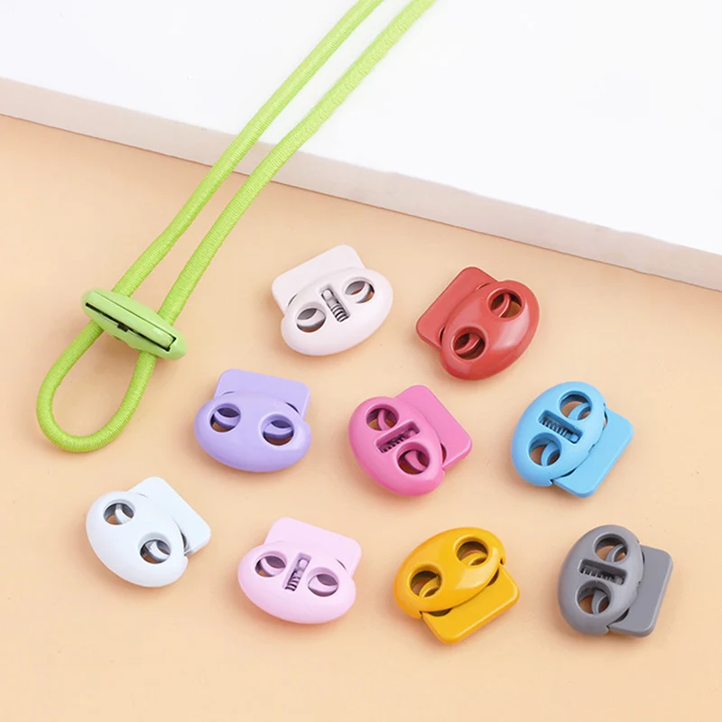 Wholesale Elastic Adjustable Colorful Cord Stopper 2 Holes Metal Cord Lock