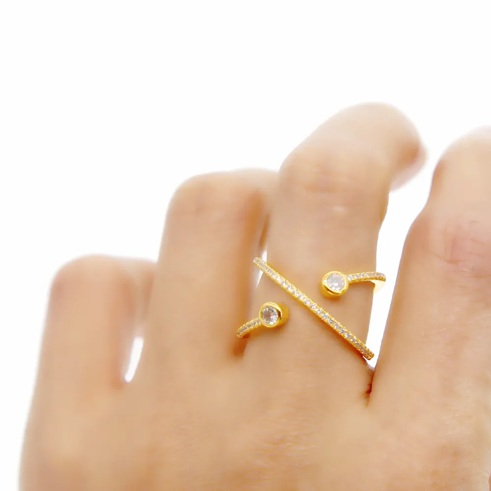 Promotion 2023 New Design Open Cross X Shape Gold Plated Women Full Finger Jewelry Pakistani Gold Ring Designs