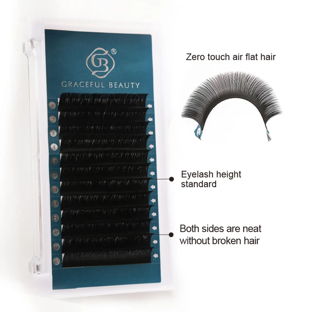 Wholesale Private Label Vegan 7-15mm J B I L Curl Premium Soft Ellipse Flat Lash Trays Eyelashes Extension