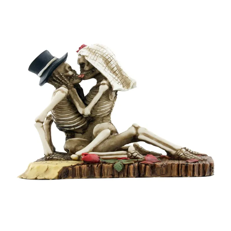 Nova Estatueta Colecionável de Casamento com Esqueleto para o Dia dos Mortos — 'O Amor Nunca Morre'