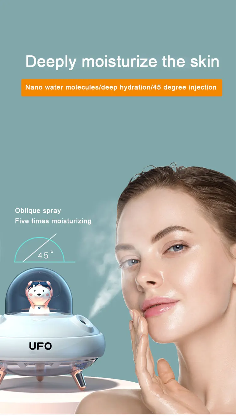 Innovative Air Humidifiers 400ml Bear Diffuser Car Mini Portable Cute H2o Spray Mist Humidifier with Night Light