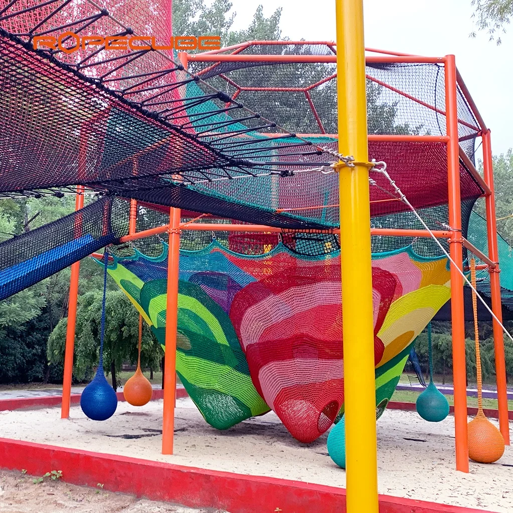 Ropecube Factory Customized Colorful Rope Spider Web Playground Outdoor Fitness Equipment for Children Climbing Play Set