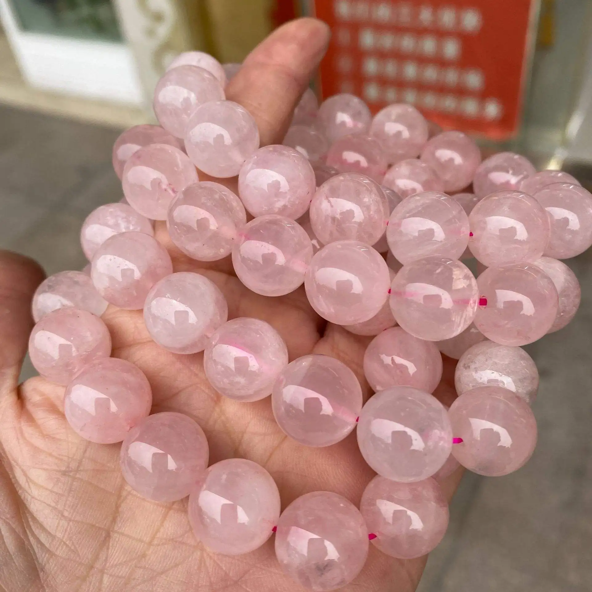 Wholesale Natural Stone Beaded Rose Quartz Bracelet Reiki & Yoga