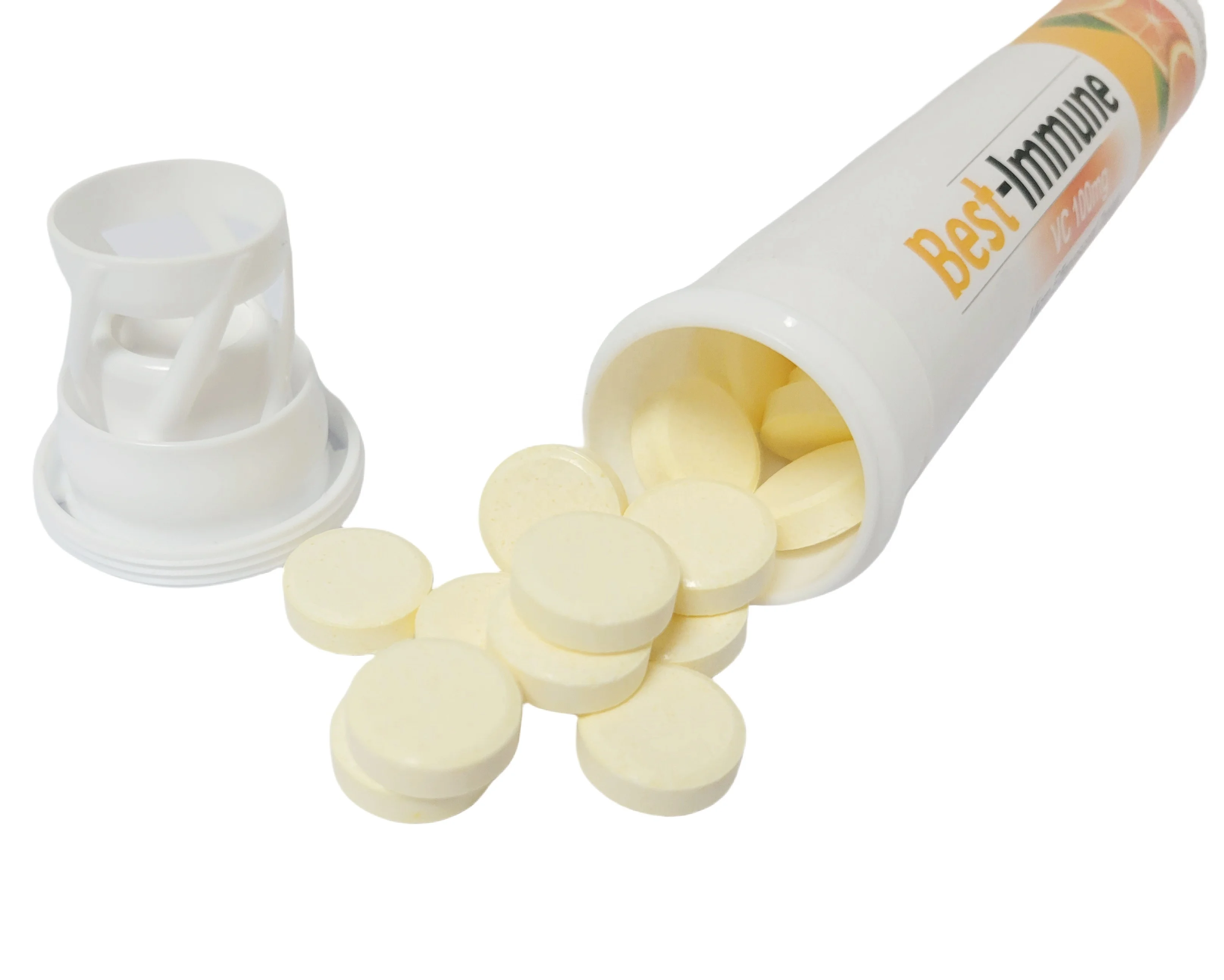 High Quality OEM Vitamin C 100mg Buccal Lozenge Tablet / Vitamin C Micro Effervescent Tablet