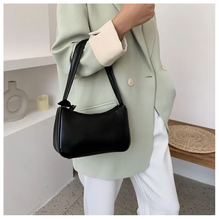 Denpetec Retro Underarm Bag Womens Bow Handbag PU Leather Bag Womens Subaxillary Top-Handle Bags