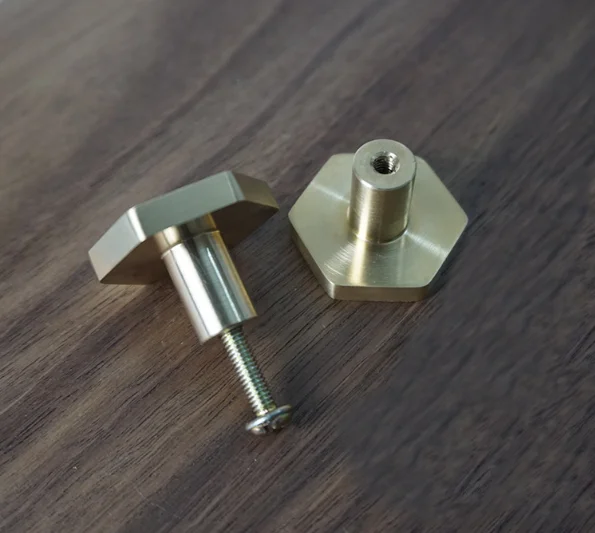 Solid Brass Hexagonal Drawer Buttons Modern Furniture Cabinet Knob and Pull for Kitchen Bedroom Bathroom Dresser Wardrobe Use