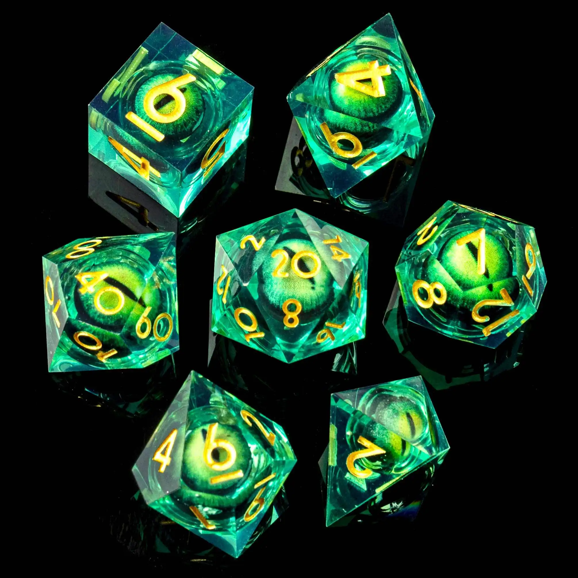 Polyhedral Resin Spiked Dragon Eye Dice Set Carved Resin Dragon Eye ...