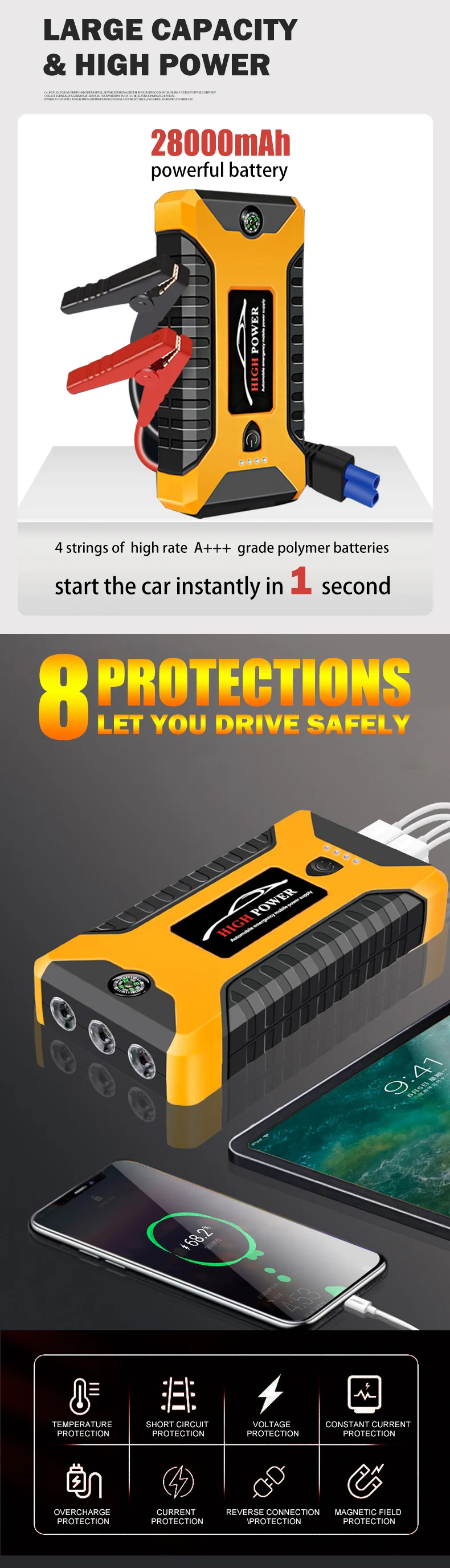 12v Multifunction Jump Starter With Air Compressor / Mini 2000a 24v