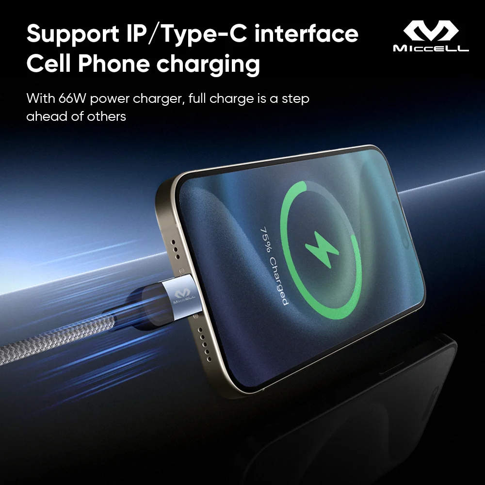 Miccell Pd 60w Fast Charger Type c Cable Fast Charging for samsung Note 10 Aluminum Alloy Braided 60w Pd Data Cable