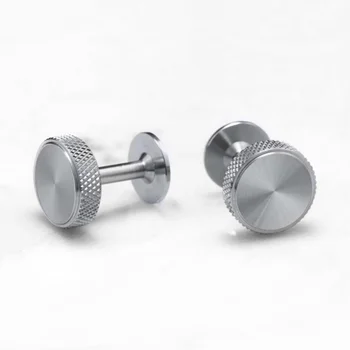 Precision CNC Machined Diamond-cut Cross Knurl Pattern Solid Stainless Steel Cufflinks