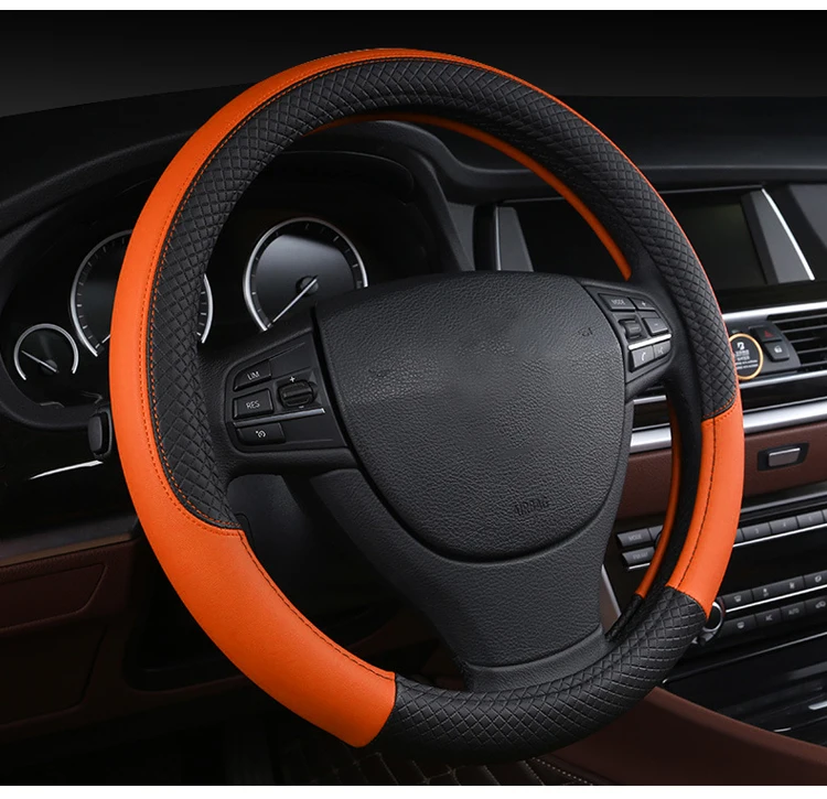 Car Steering Wheel Sport Splicing Diamond PU Leather Hand Wheel Cover Universal Steering Wheel Cover Interior Accessories