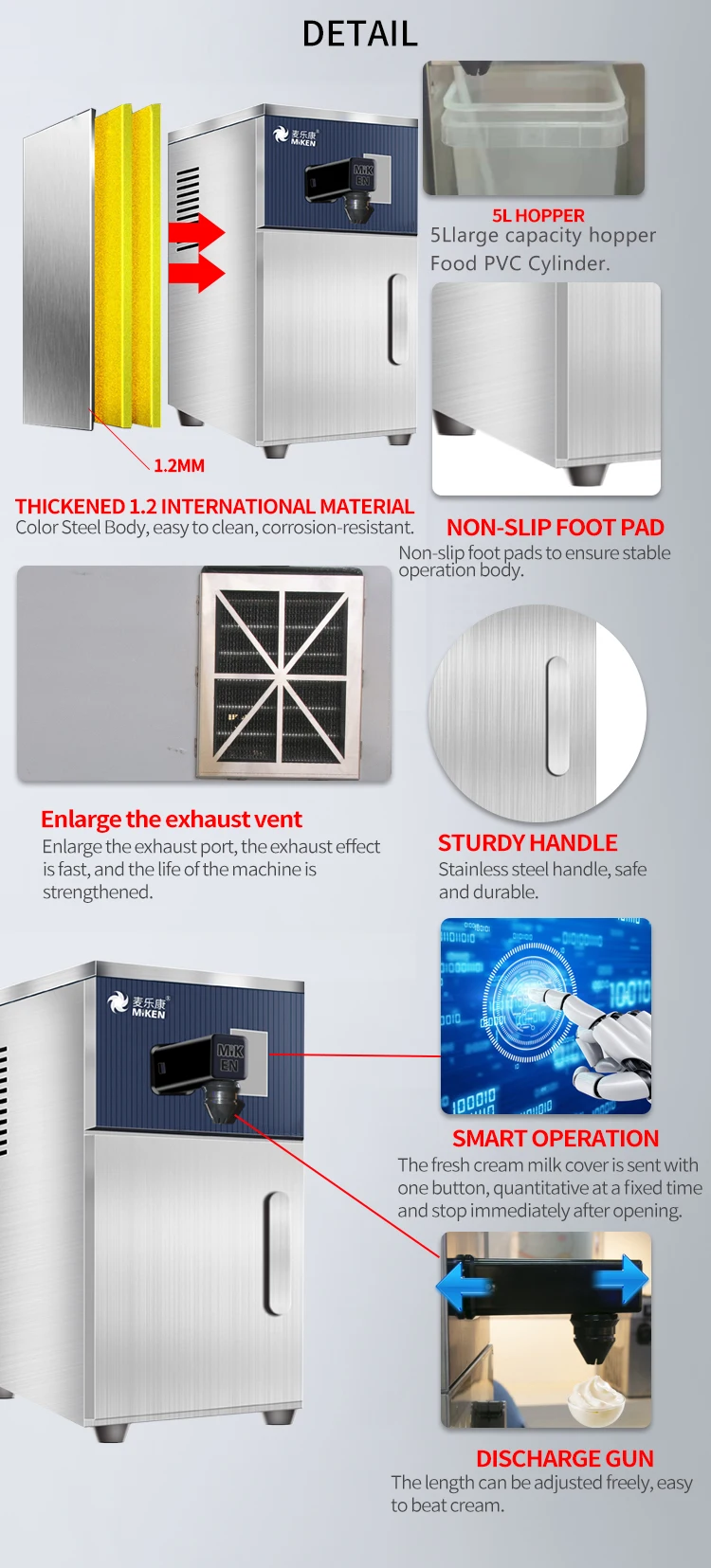 Wicm18 New Design Professinal Commercial Stainless Steel Whipped Ice