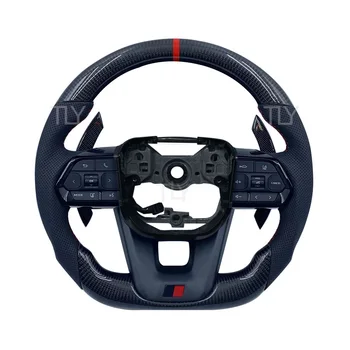 GR Sport Leather Carbon Fiber Steering Wheel for Toyota Land Cruiser LC200 LC300 Hilux Revo Rocco Fortuner Camry Alphard ANH20