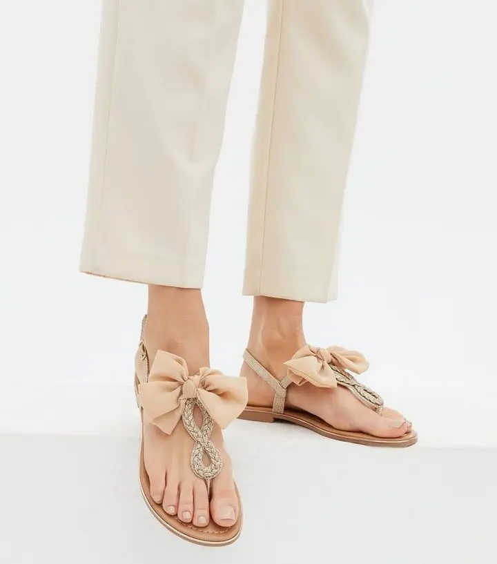 Rose Gold Glitter Bow Slingback Shoes Latest Ladies slippers Open Shoes and  Sandals