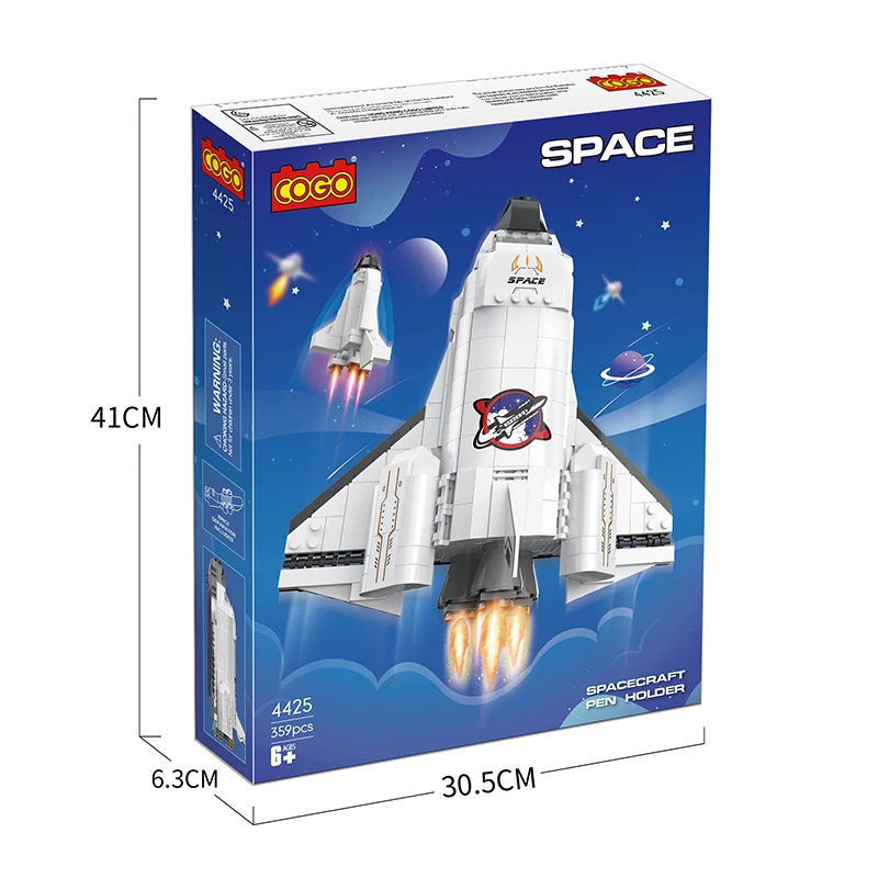 COGO Build Block Stacking Games Kids Spaceship Pen Holder Small Particle Educational Building Blocks Sets