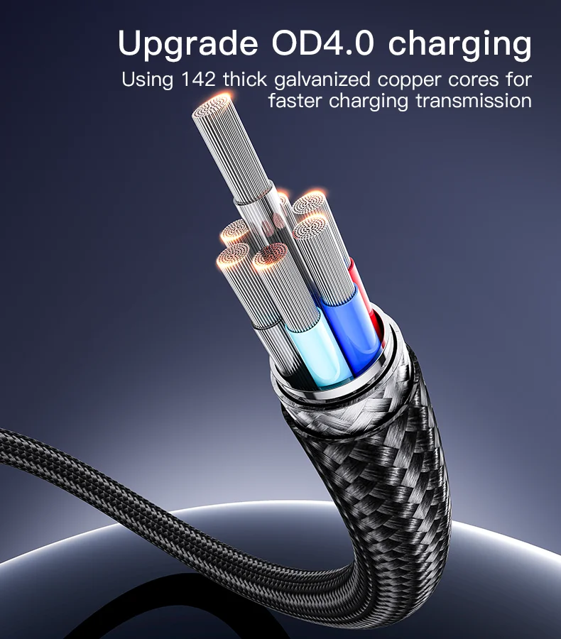 Yesido CA130L 2 متر USB إلى IP 12 واط شحن سريع مدمج في صحن سبائك الألومنيوم مضفر