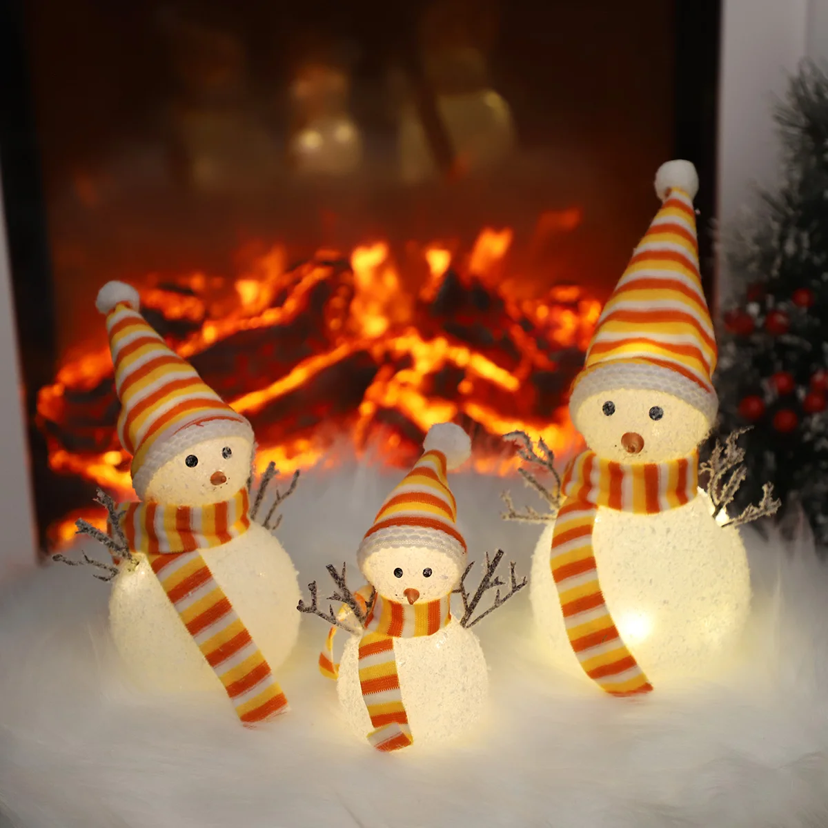 wholesale merry christmas gift glass ornament glowing snowman set LED decoration personalised