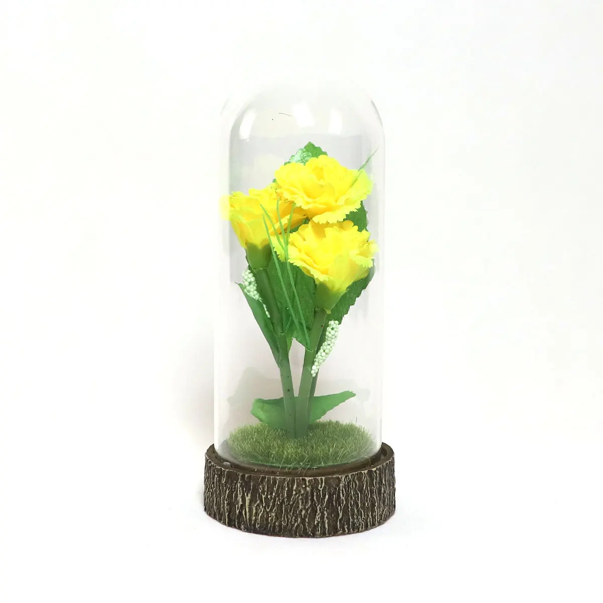 2023 New arrival Christmas holiday season table ornament led lighting up glass dome with artificial flower