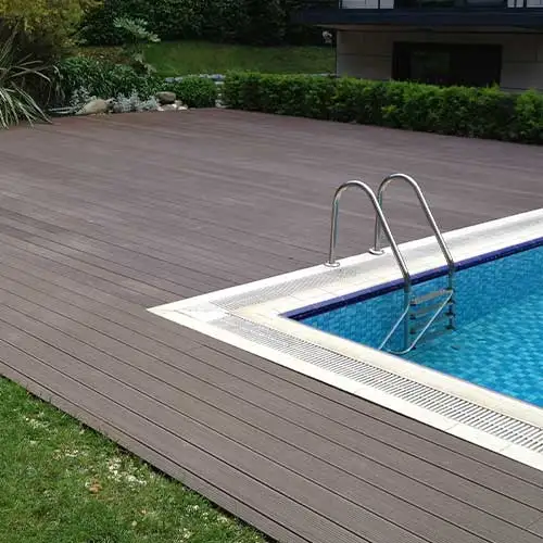 Wholesale Fire-Proof Outdoor Garden Buildings WPC Poland Decking Composite Modern Traditional Teak Wood Plastic Brushed