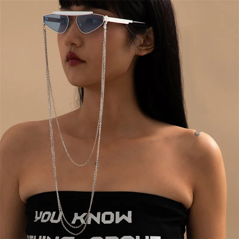 Gattara Exaggerated Hip hop Metal Fringe Glasses Chain Trendy Cool Sunglasses Hanging Neck Accessories Alibaba