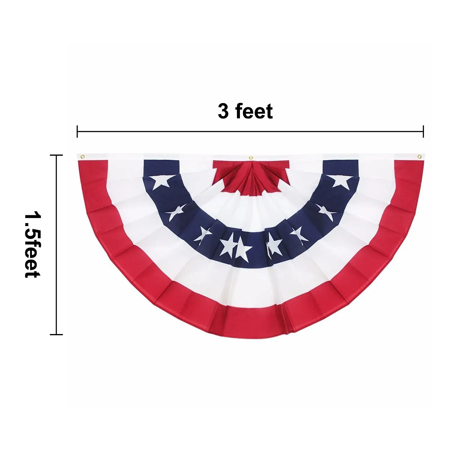 3 X1.5 Ft USA Patriotic Flag Bunting Half Fan Banner American Pleated Fan Flag Decoration Indoor and Outdoor