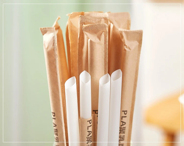 100% Biodegradable non plastic drinking straw PLA straws With Individual Package details