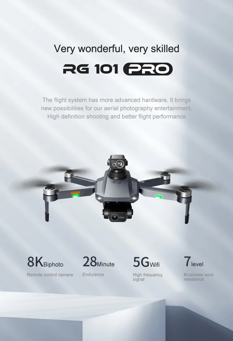 RG101 PRO 2 Axis Gimbal 8K HD camera Professional Drone Brushless RC Quadcopter Laser Obstacle Avoidance RG101 Pro Drone