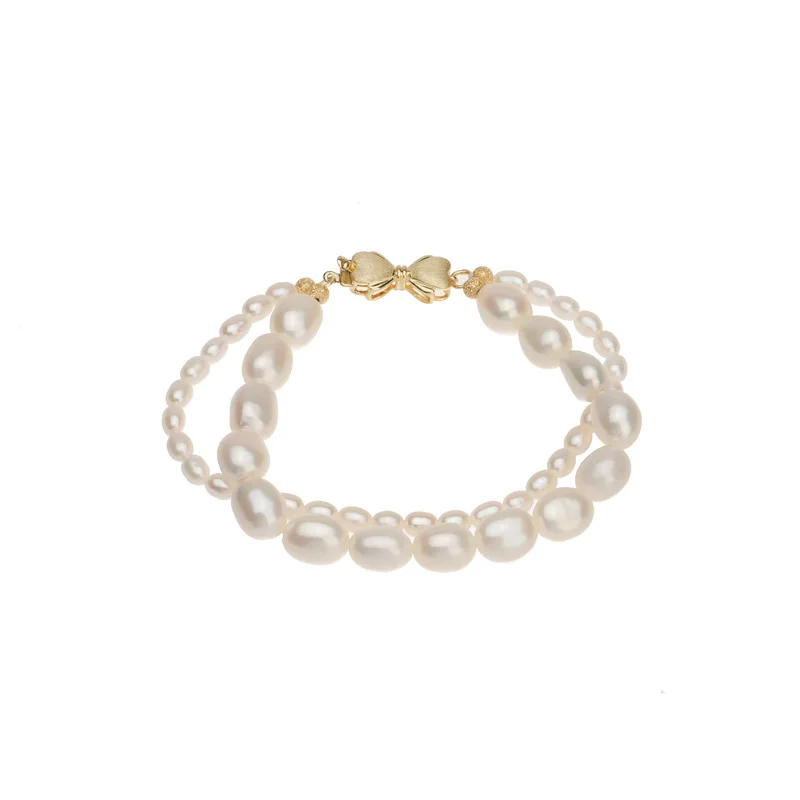 Real Fresh Water Pearls Jewelry Set Pearl Bangles Necklace Solid