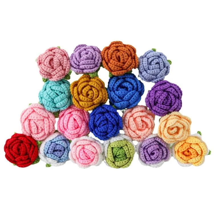 Creative Finished Crochet Gradient Wool Rose Single Valentine's Day Chinese Valentine's Day Christmas Bouquet Flower Sewing Kit