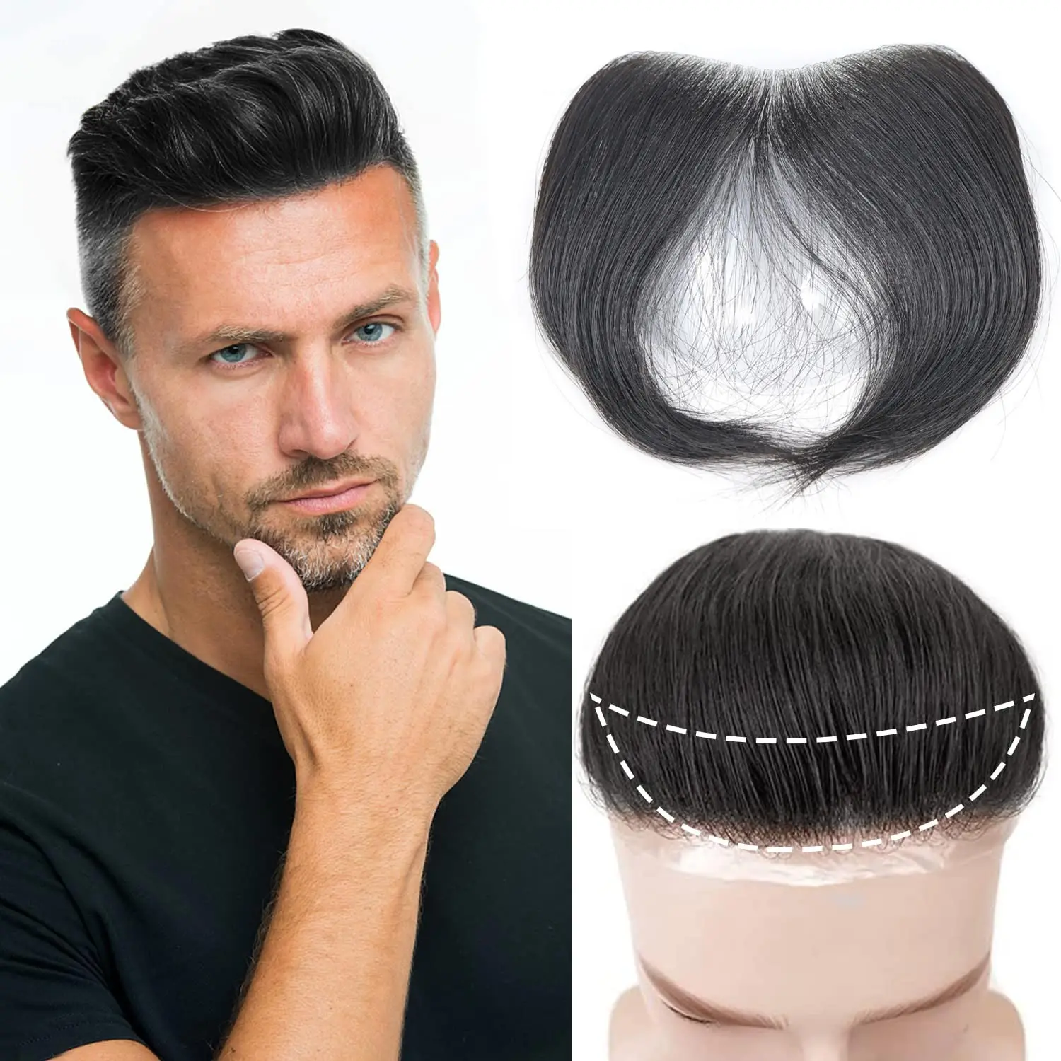 Herren 100% Remy Echthaar Herren Für Männer Toupet Bequem FULL PU