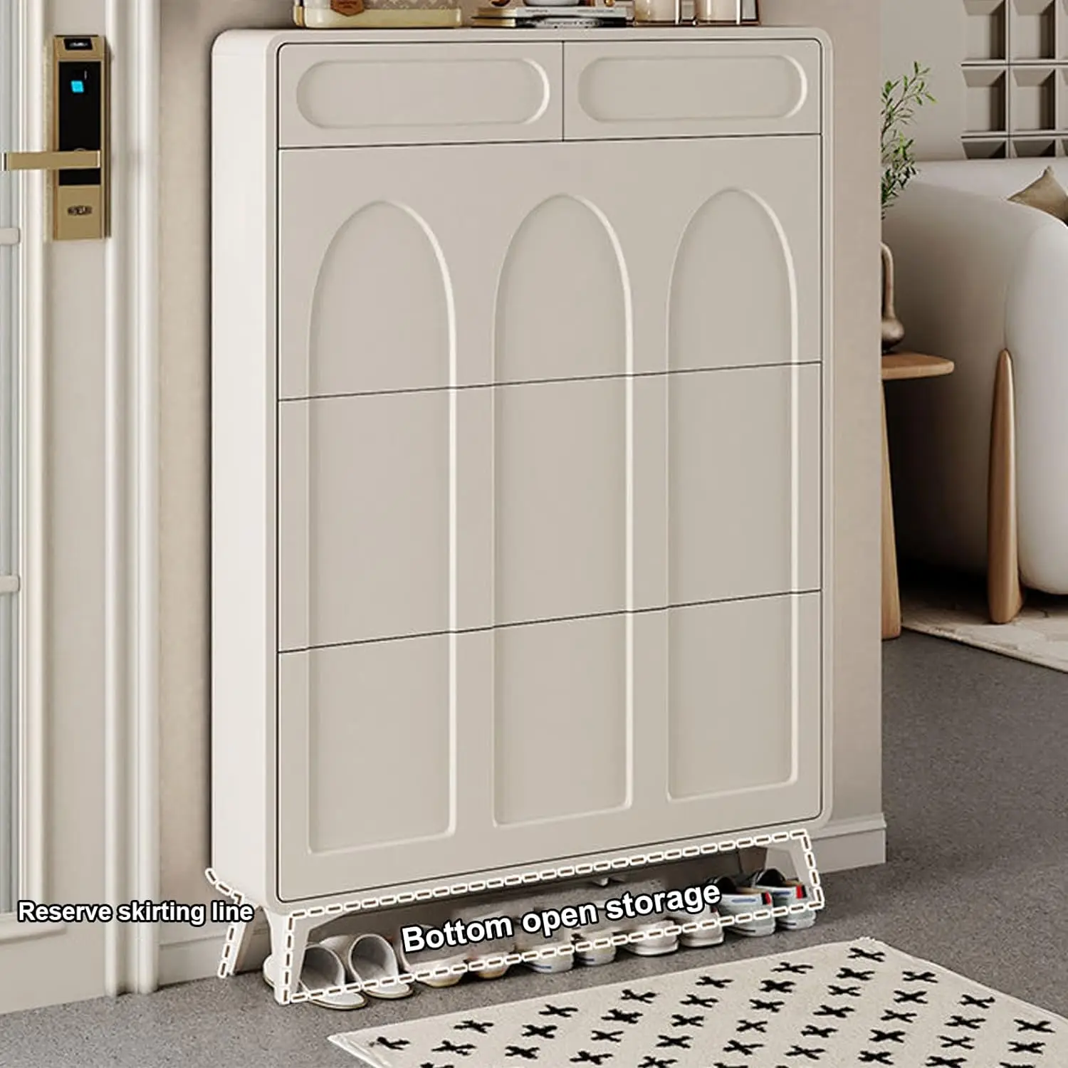 Scarpiera a 3 cassetti decorazione quercia - 12 Paia - L 63 cm