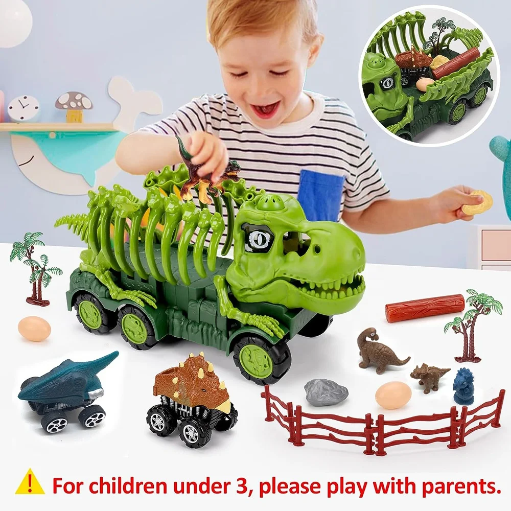 Camion Transporteur De Dinosaures – 28 Pièces – Sons Et Lumières – Dès 4 Ans – Cadeau Anniversaire