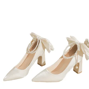 Women's Formal High Heel Pumps 6cm 8cm Wedding Bride Sandals Closed Toe Plus Size Shoes for Party Rubber Insole for All Seasons