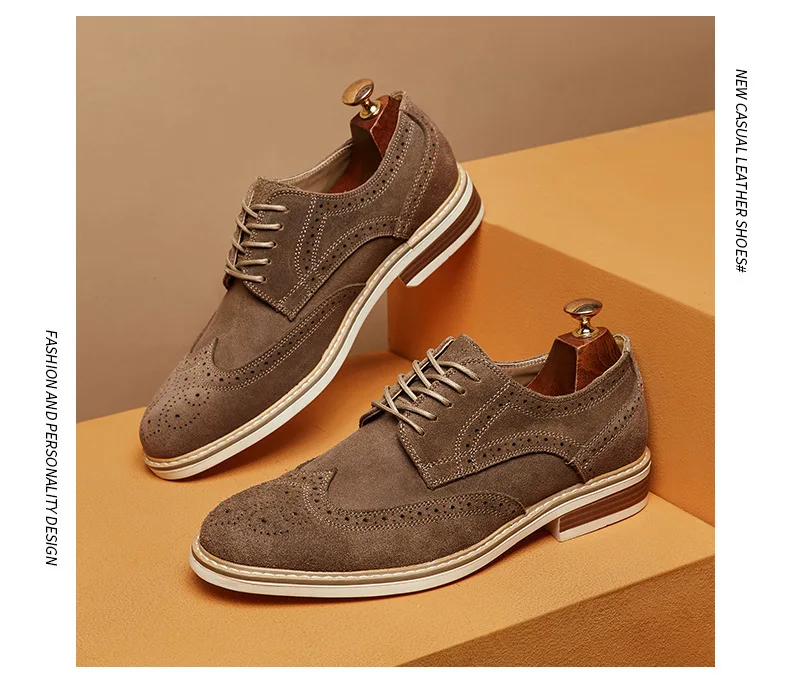 COW SUEDE SOFT CASUAL and OFFICIAL MEN SHOES BUSINESS CACEER COMFORTABLE WITH SOFTNESS UPPERS REAL LEATHER SHOES