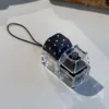Black polka dot transparent cat head two-button