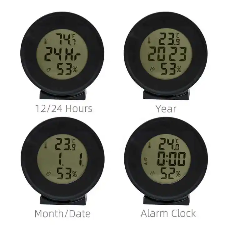 LOW MOQ LCD Digital Thermo-Hygrometer °C/°F Switch Household Thermometers Time Temperature Humidity Digital Thermometers