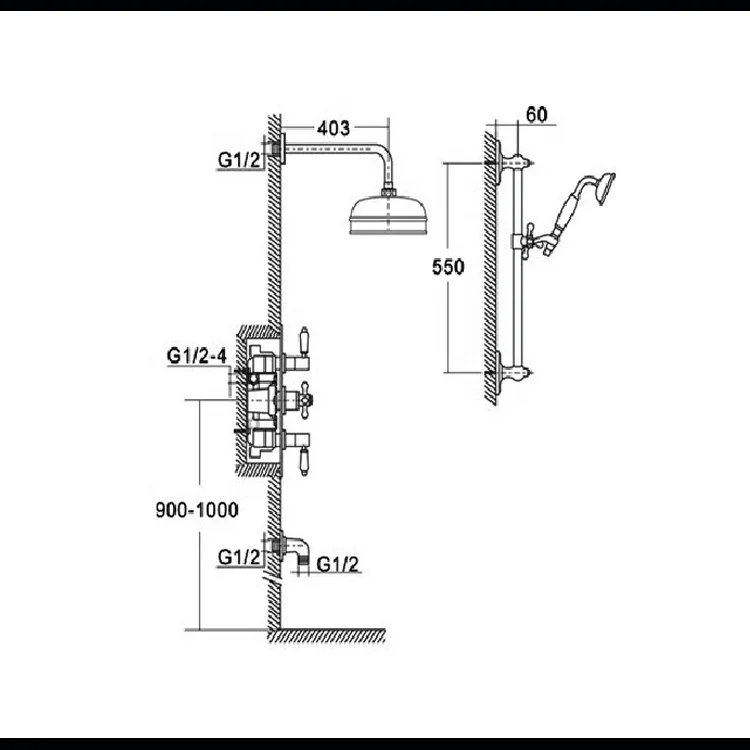 Traditional Brass Dual Function Concealed Thermostatic Shower System supplier