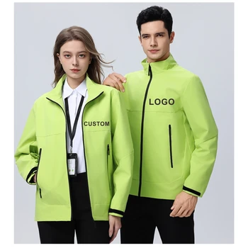 Personalized Logo Winter Windbreaker Jacket Outdoor Work Stand Collar Hard Zipper Waterproof Fleece Material Casual Adults