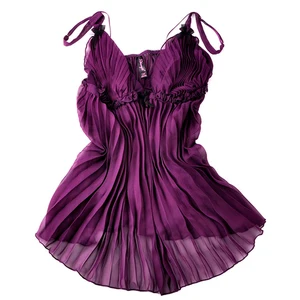 Women's Sexy Hot Lace Pajamas Daily Nightwear Embroidery Floral Pattern V-neck Spaghetti Strap Zipper Fly Knee Length