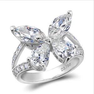 Custom Luxury Women's 925 Silver Ring Cute Butterfly Design with Diamond Rhodium Plated for Party or Anniversary