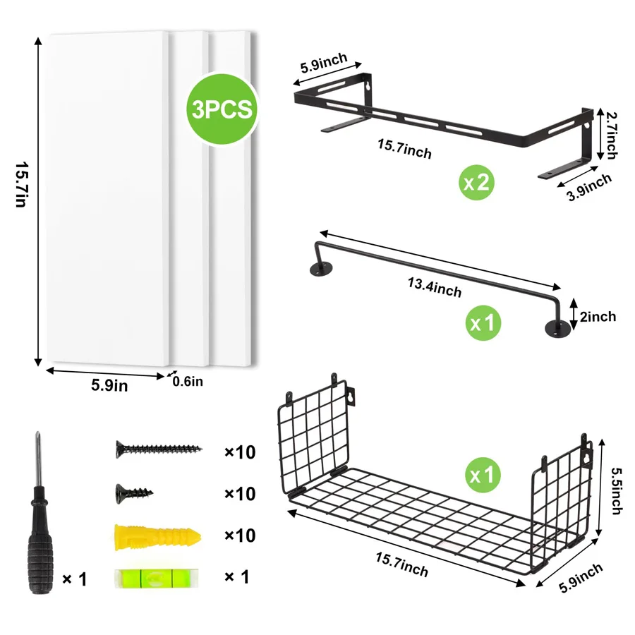 3+1 Tier Wall Mounted Shelf,Wall Mount Floating Shelves With Metal