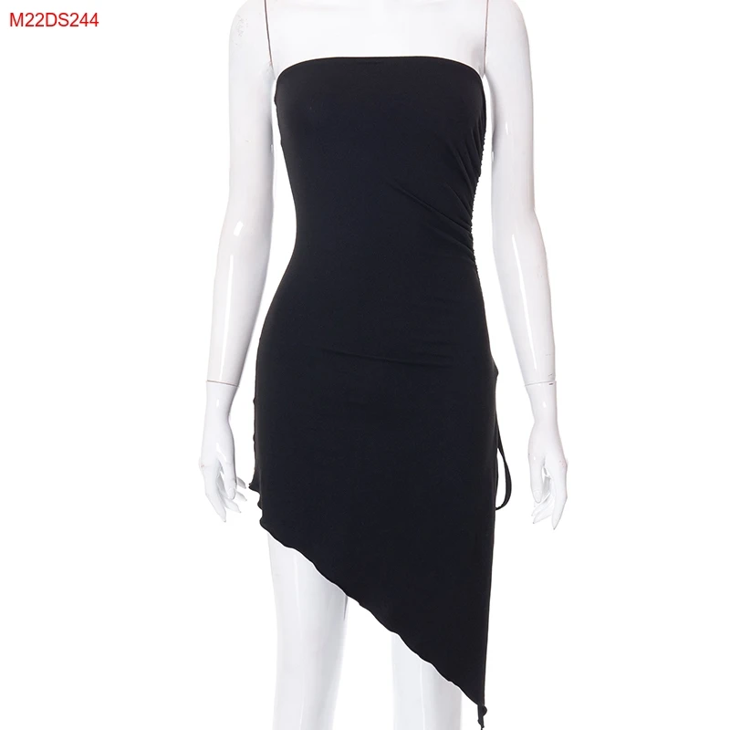 Bomblook M22ds244 Fashion Summer Dress Strapless Asymmetric Side Slit ...