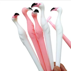 Promotional Cute Flamingo Shape Soft Plastic Children Gift Gel Pen With Custom Logo for School Stationery Kids Gift