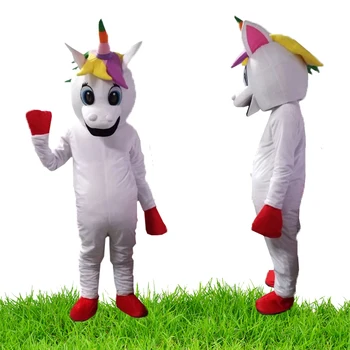 White Pink Unicorn Adult Costume with Helmet Accessory Cute EVA Printed Teddy Bear Style for Carnival Festival Holiday Promotion