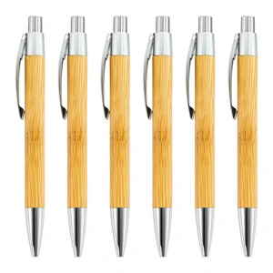 Bamboo Press-type Ballpoint Pen with Custom LOGO 1.0mm Ink Smooth Writing for Promotional Advertising Gift and School Supplies