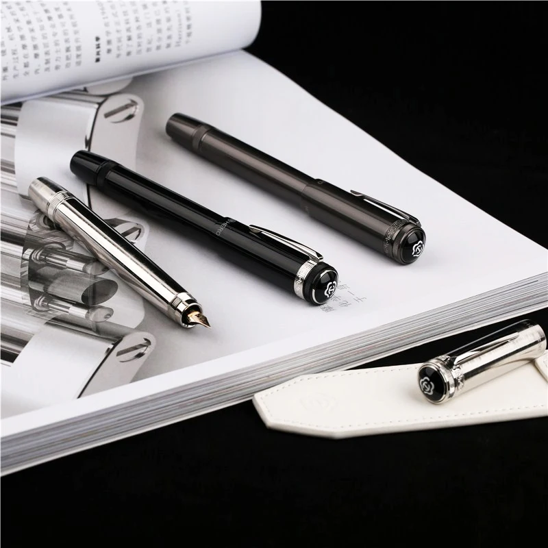 HERO-H718 mechanical retractable 10K gold fountain pen F nib brass Piano  paint male and female adult Business writing pen| Alibaba.com