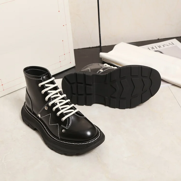 Women Oxford Shoes Black Oxford High Tops Platform Women Casual Shoes Lace Up Fashion Sneakers