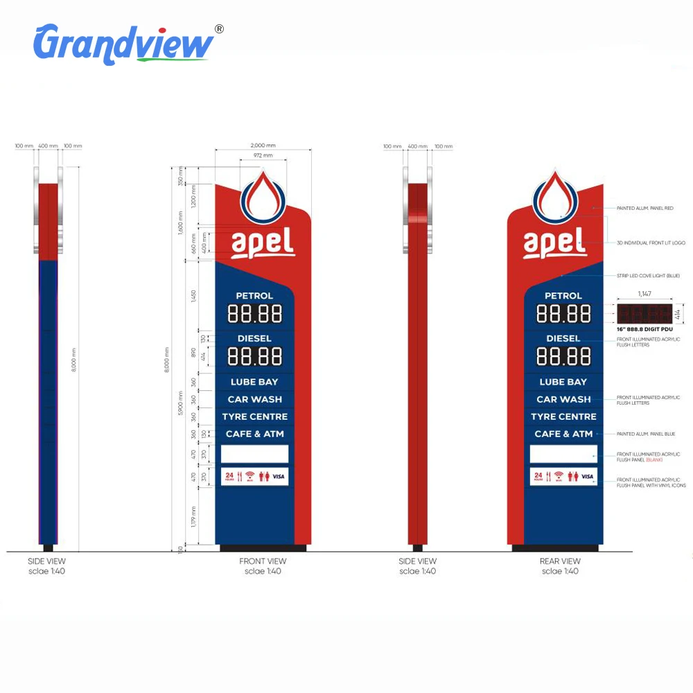 Special Prefab Steel Structure Illuminuated Roof Service Station Gas Station Canopy for Sale
