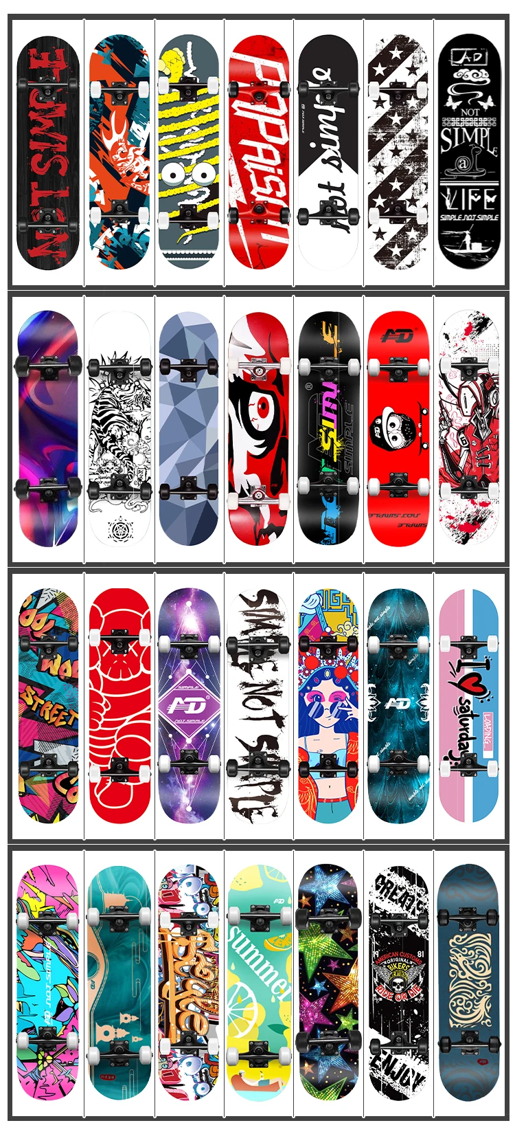 31*8in 7ply Chinese Maple Customized Skateboard For Beginner Adults ...