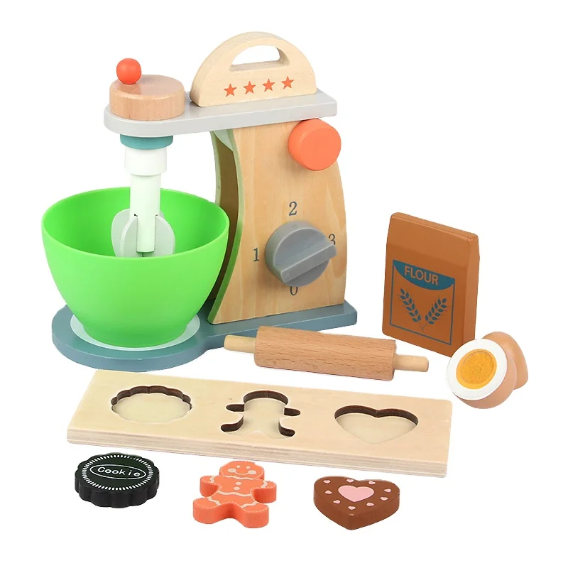 Pretend Play Preschool Factory Sale Children Lovely Wooden Kitchen Tiktok Set Toy High Quality Wood Flour Machine